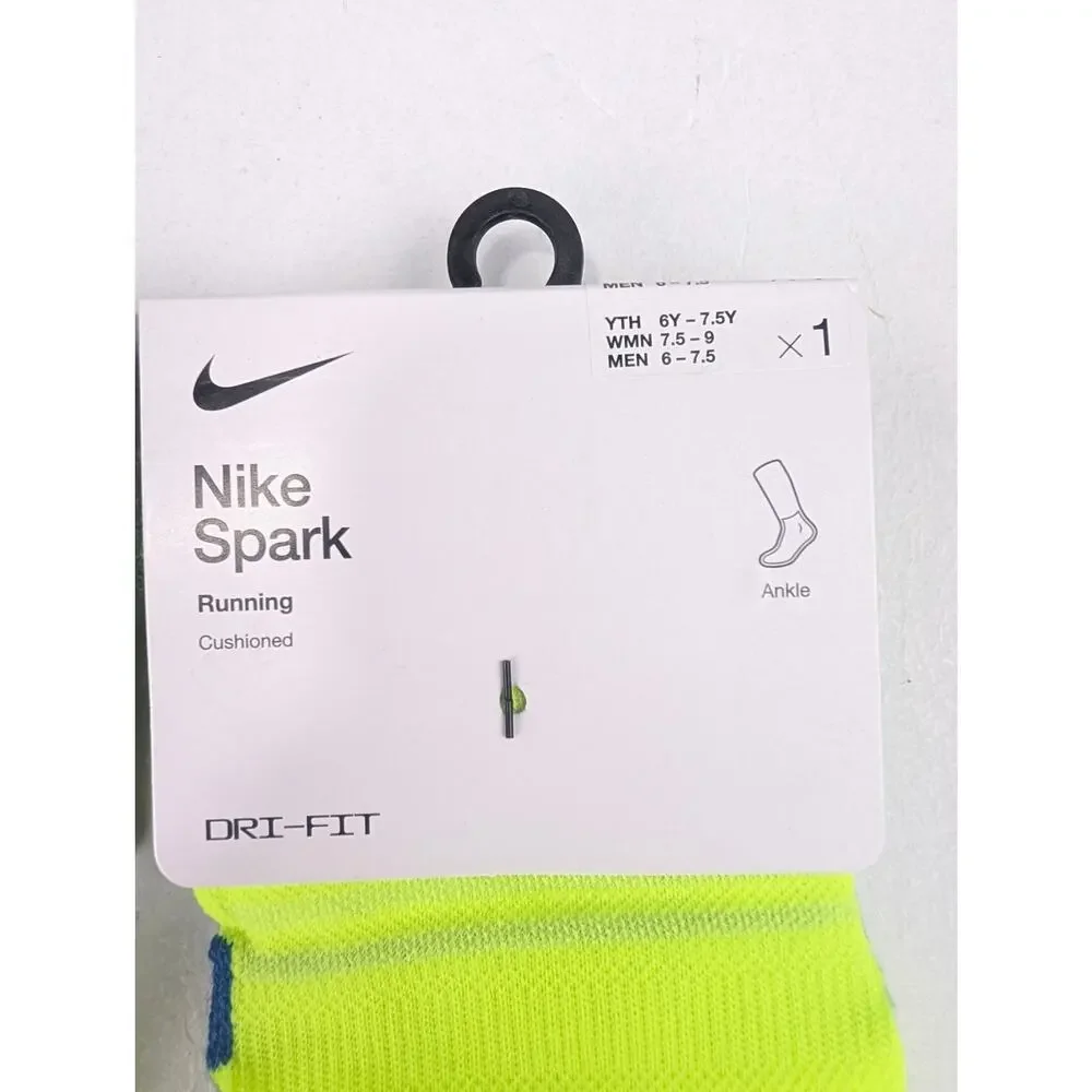 Nike Spark Running Ankle Socks - 2 Pack - Vivid Yellow/Blue - W7.5-9 M6-7.5